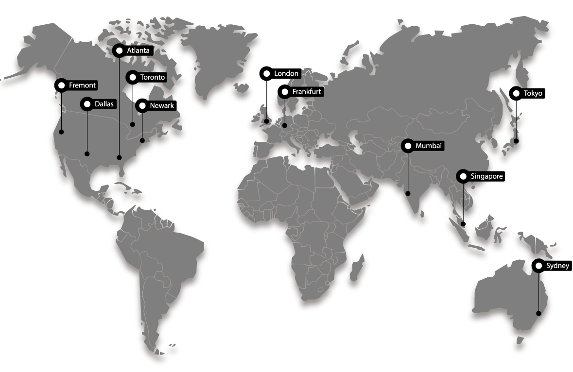 Map of VPS locations
