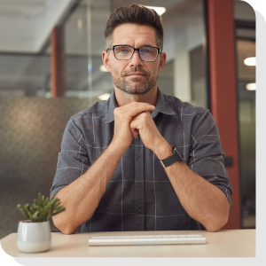 Business professional sitting at table