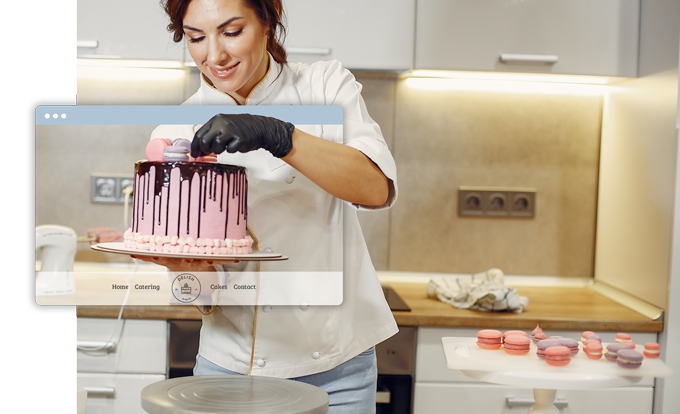 Baker making a cake website