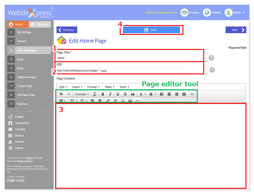 create homepage