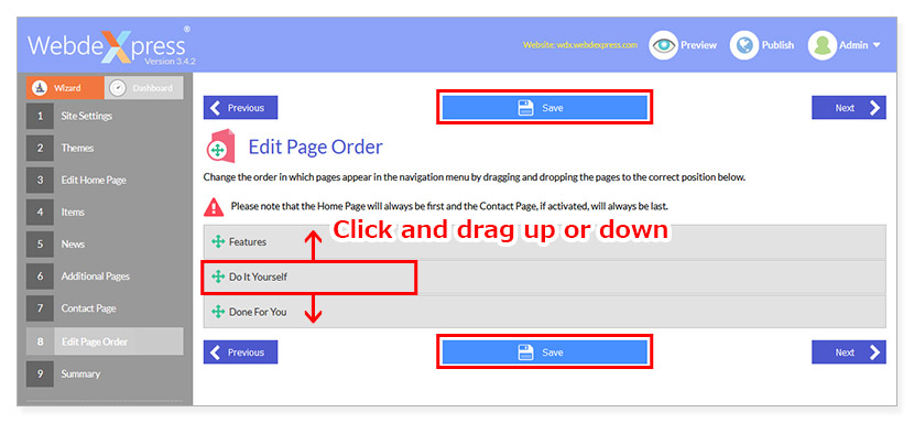 edit page order