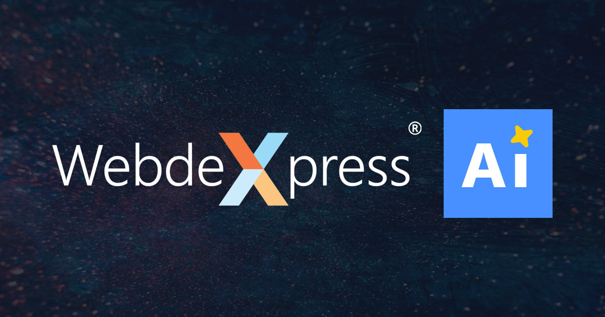 WebdeXpress logo with AI assist emblem